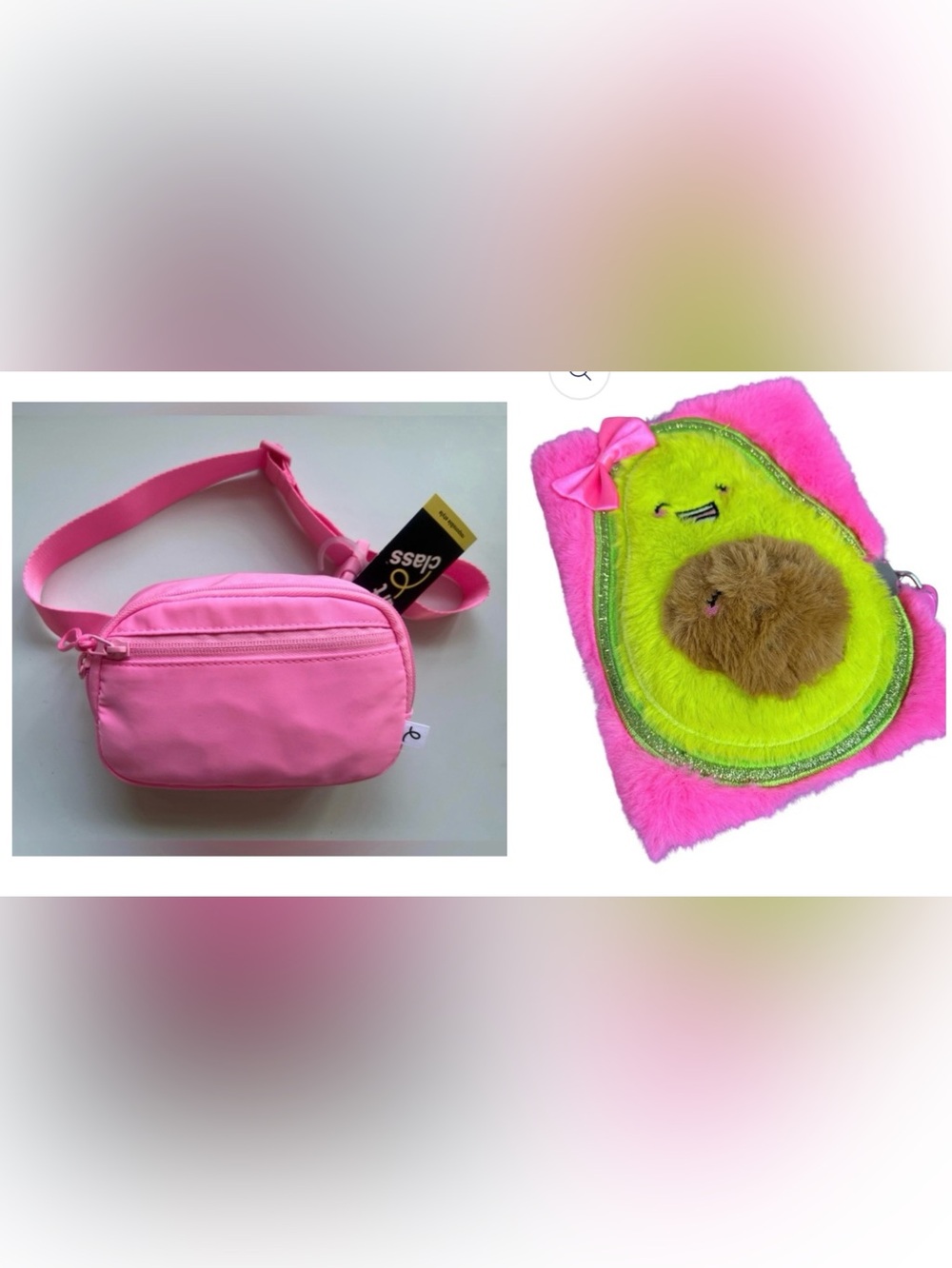 Girls Bundle -Art Class Pink Belt Bag and Claire's Smiling Avocado Sketchbook
